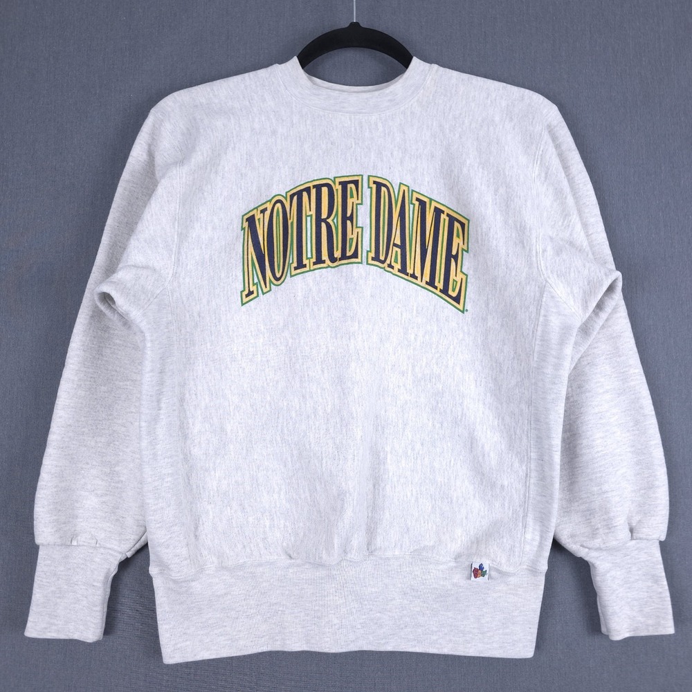 Vintage Notre Dame Sweatshirt‎ Size Large Gray Pullover Midwest Embroidery USA